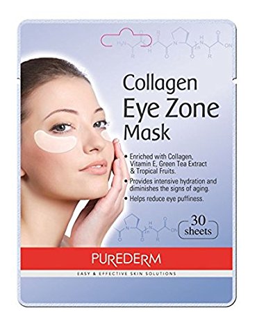 Deluxe Collagen Eye Mask Collagen Pads For Women By Purederm 2 Pack Of 30 Sheets/Natural Eye Patches With Anti-aging and Wrinkle Care Properties/Help Reduce Dark Circles and Puffiness