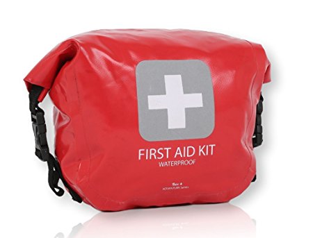 Waterproof First Aid Kit - 175 Pieces - Durable Vinyl Roll Top Dry Bag - Packed with hospital grade medical supplies for emergency and survival situations. Ideal for Boating, Camping, Sports, Home