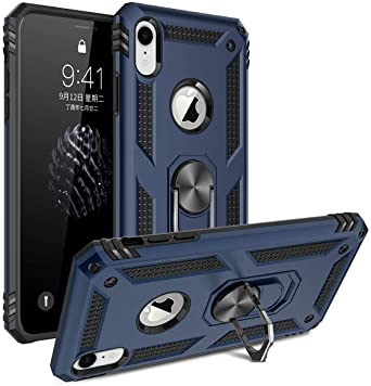 ADDIT Phone Case for iPhone XR,[ Military Grade ] 15ft. Drop Tested Protective Case with Magnetic Car Mount Ring Holder Stand Cover for iPhone XR - Blue