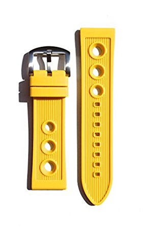 Breitling Rally Style 24mm YELLOW Rubber/Silicone Replacement Watchband