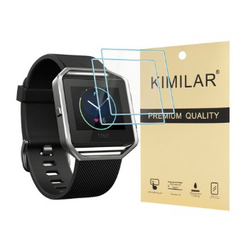 Kimilar Fitbit Blaze Screen Protector, 2-Packs Premium HD Tempered Glass with Lifetime Replacement Warranty / Ultra High Definition Invisible and Anti-Bubble Crystal Shield