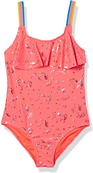 Limited Too Girls' Big Printed One Piece Swimsuit with Ruffle Trim