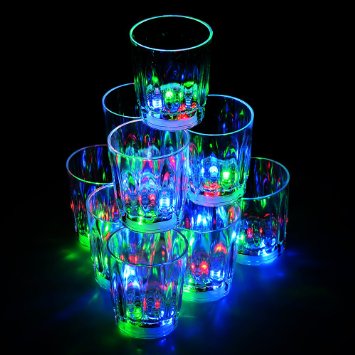 Besteker 24PCS Amazing Non-toxic Plastic Colorful Flashing LED Cups Shots Glass for Bar Party Romantic Drinking.