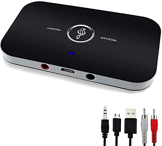 Bluetooth 5.0 Transmitter Receiver,GaoMee 2-in-1 Wireless Audio Adapter,3.5mm AUX RCA Adapter for TV PC Headphones Car Home Stereo System