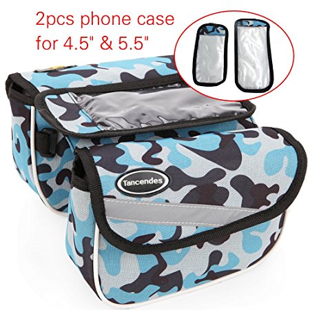 Tancendes Bike Frame Bag Top Tube Bag Waterproof with 2pcs removable Phone cases for 4.5" and 5.5" screen