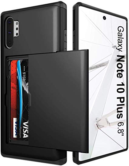 Shmimy Galaxy Note 10 Plus Card Holder Case Credit Card Slot Wallet Dual Layer Cases Soft TPU Hard PC Shockproof Cover for Samsung Galaxy Note10  Pro Plus 5G 6.8 inch