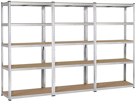 Yaheetech Heavy Duty Adjustable 5-Shelf Garage Shelving Storage Shelf Steel Shelving Units Utility Rack for Home/Office/Dormitory/Garage, 3 Packs