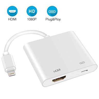 Lightning to HDMI Adapter, Upow Lightning Digital AV Adapter for Apple Phone/IPad/IPod Support 1080P HD TV Display Monitor, Projector and Computer