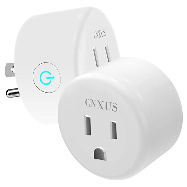 Wi-Fi Smart Plug, CNXUS Wireless Smart Switch Socket, Works with Amazon Alexa and Google Assistant, No Hub Required, Remote Control by Smart Phone with Timing Function from Anywhere (2 Packs)