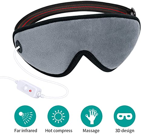 USB Moist Heated Eye Mask, Far Infrared Electric Eye Massager Sleep Headphones,Adjustable Temperature Control, Warm Therapy to Unclog Glands,Relieve Stye Eye, Dry Eye Syndrome and MGD