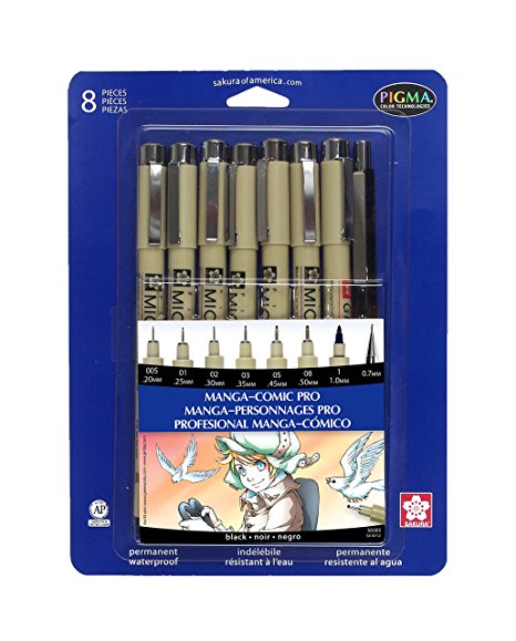 Sakura 50203 8-Piece Pigma Manga Comic Pro Drawing Kit