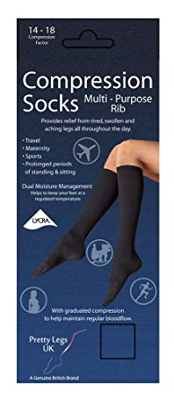 Compression Socks Good For Work or Travel - Size 4 - 8 - Natural & Black