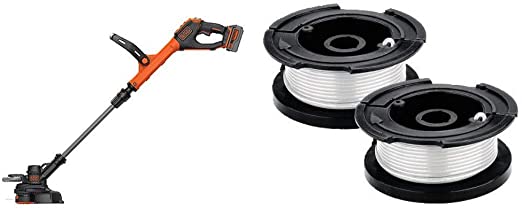 BLACK DECKER 20V MAX String Trimmer with Trimmer Line Replacement Spool, Autofeed 30 ft, 0.065-Inch, 2-Pack (LSTE523 & AF100-2)