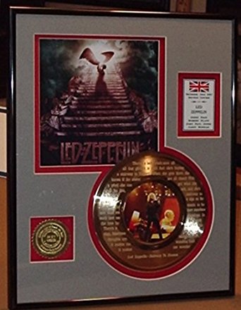 Led Zeppelin "Stairway To Heaven" Framed 24Kt Gold Record Etched W/ Lyrics Rare Music Memorabilia