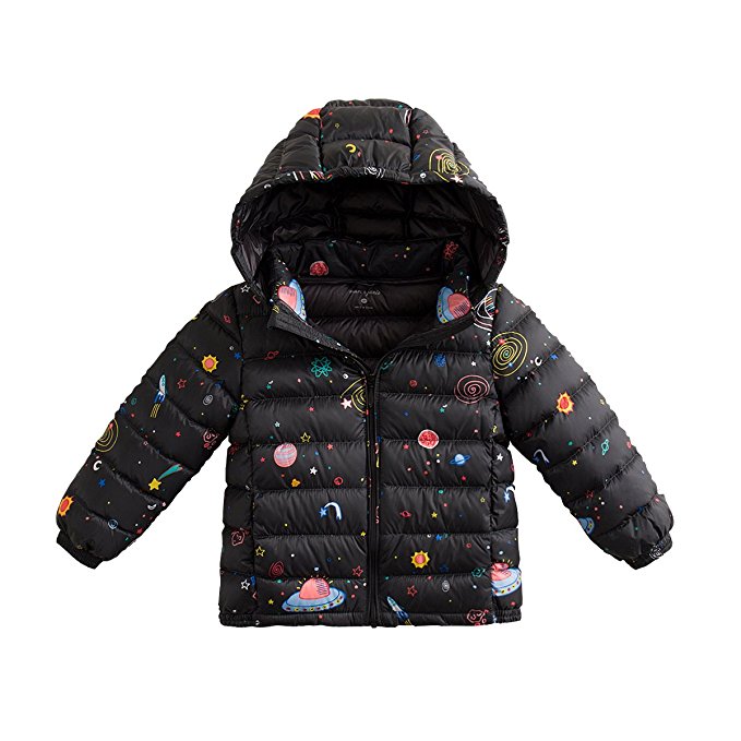 marc janie Baby Boys Girls kids' Outerwear Ultra Light Down Jacket with Removable Hood