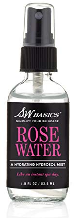 S.W. Basics Rosewater Facial Mist, Hydrating and Cleanser Face Spray, Organic and Cruelty Free, 1.8 fl oz