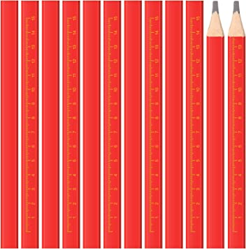 Zonon 100 Pieces Carpenter Pencils, Octagonal Red Hard Black Carpenter Pencils Construction Pencils for Woodworking Marking and Concrete Marking