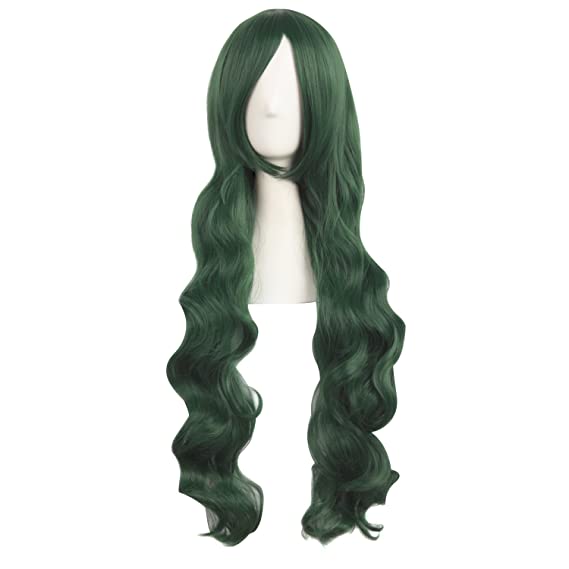 MapofBeauty 80cm Green Long Hair Curly Cosplay Costume Wig