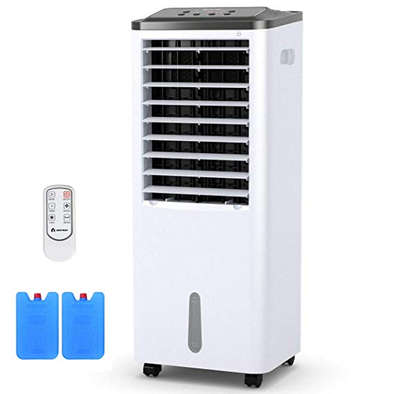 COSTWAY Evaporative Cooler, Portable Bladeless Air Cooler, Electric Fan & Humidifier with Remote Control, LCD Display, 3 Modes & 3 Speeds Air Conditioner for Indoor Home Office Dorms (40-Inch)