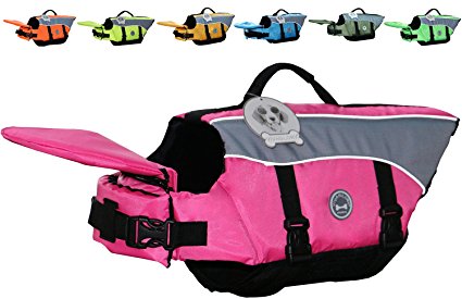 Vivaglory Dog Life Jackets Life Saver Preserver Vest with Extra Padding and Extreme Bright Color for Dogs