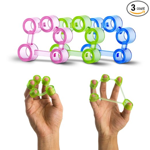 Finger Exerciser & Stretcher by FitMotion, Latex-Free Hand Exerciser for Progressive Hand Therapy - Helps Relieve Joint Pain, Elbow Pains, Anxiety - Hand Strengthener(3-Pack)