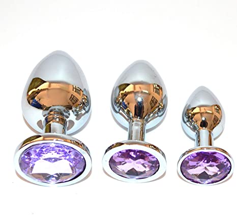 3Pcs Round Beginner Crystal Stainless Steel Anal Butt Plugs for Unisex Sex Toys
