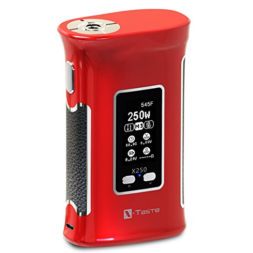 X-Taste E-Cigarette Starter Box Mod Vapes with 250W Power Temp Control Huge Vapour Multifuction 1.3 inch OLED Display Nicotine Free for Adult over 18 Years Old (Red)