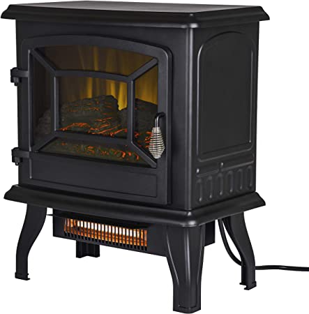 Pleasant Hearth ES-217-10 17" Infrared 2 Stage Heater Electric Stove, Black