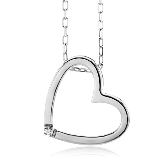 Miore 0.01 ct Diamond Heart Pendant Necklace on 45 cm Chain