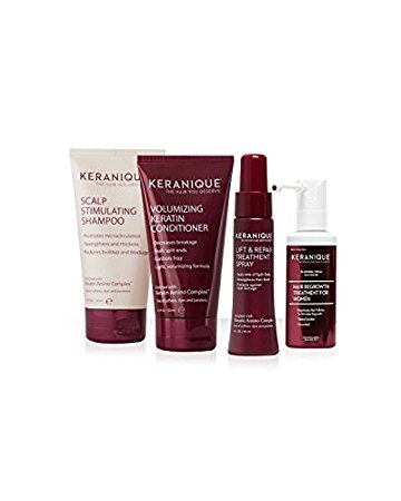 Keranique 30 Day Hair Regrowth System (Scalp Stimulating Shampoo and Volumizing Keratin Conditioner 4.5 oz, Lift and Repair Treatment Spray 2.0 oz and Hair Regrowth Treatment 2.0 oz)