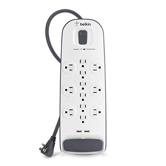 Belkin Advanced 12-Outlet Surge Protector with 2 USB Charging Ports and 6-Feet Cord (White)