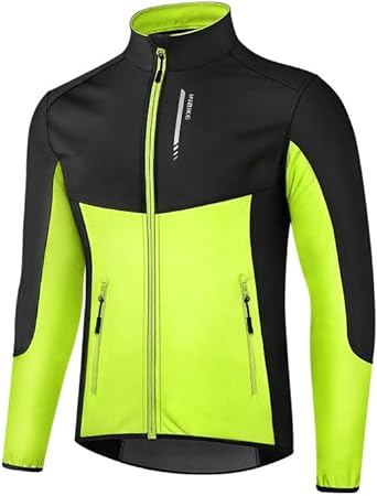 INBIKE Winter Thermal Cycling Jacket Windproof Men's Outdoor Sport Running Outwear Hi Vis Walking Softshell Jacket Reflective MTB Bike Clothes Outwear Waterproof Road Bicycle Windbreaker with Pockets