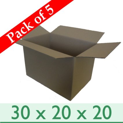 5 x Large Strong Removal Cardboard Boxes - Double Wall - 30" x 20" x 20" / 762mm x 508mm x 508mm