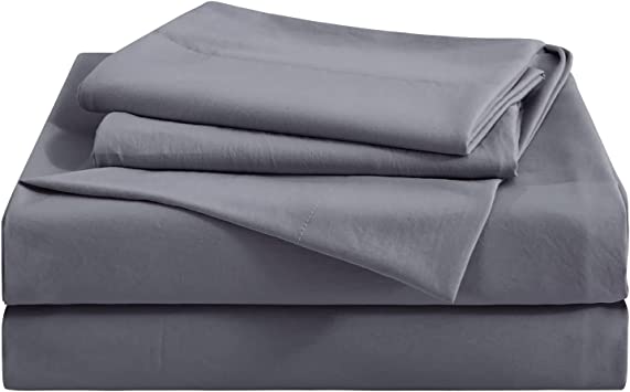 JOLLYVOGUE Bed Sheets - 4 Piece Full Size Soft Microfiber Bedding Sets, Deep Pocket Bedding with a Flat Sheet, Fitted Sheet & Pillowcases（Full, Dark Grey）