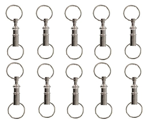 Yueton Pull-Apart Key Ring Key Chain, Dual Key Ring Snap Lock Holder, Pack of 10