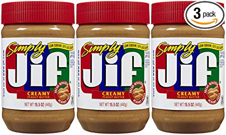 Jif Simply Creamy Peanut Butter, 15.5 oz, 3 Pack