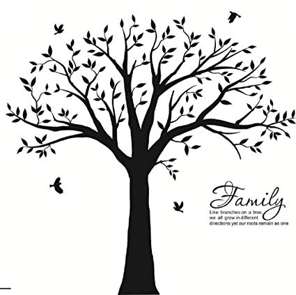 MAFENT Family Tree Wall Decal Quote- Family Like Branches On A Tree Lettering Tree Wall Sticker for Bedroom Decoration (Black)