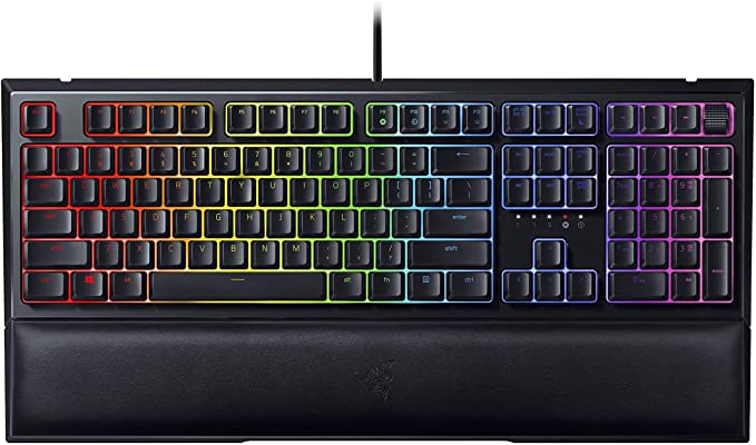 Razer Ornata V2 Gaming Keyboard: Hybrid Mechanical Key Switches - Customizable Chroma RGB Lighting - Individually Backlit Keys - Detachable Plush Wrist Rest - Programmable Macros