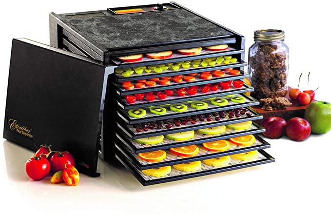 Excalibur 3900B 9-Tray Electric Food Dehydrator with Adjustable Thermostat Accurate Temperature Control Faster and Efficient Drying Includes Guide to Dehydration Made in USA, 9-Tray, Black