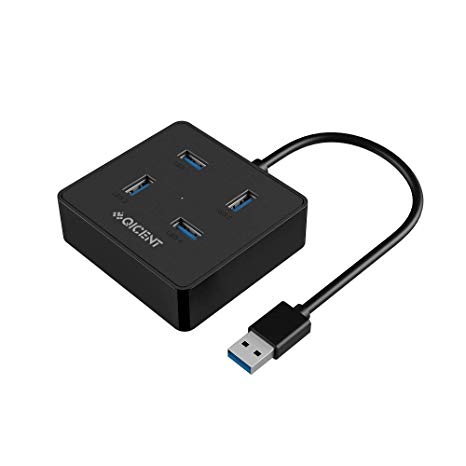 QICENT Portable 4 Ports USB 3.0 Hub with Extra Micro USB Power Supply Port for USB Flash Drives
