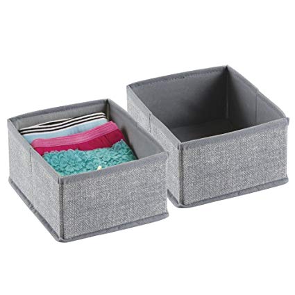 mDesign Fabric Storage Box for Cabinets or Drawers - Ideal Fabric Storage Cubes, Grey, Pack of 2