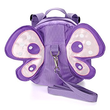 Hipiwe Baby Anti-lost Backpack Butterfly Walking Safety Belt Harness Toddler Reins Strap with Leash (Purple)