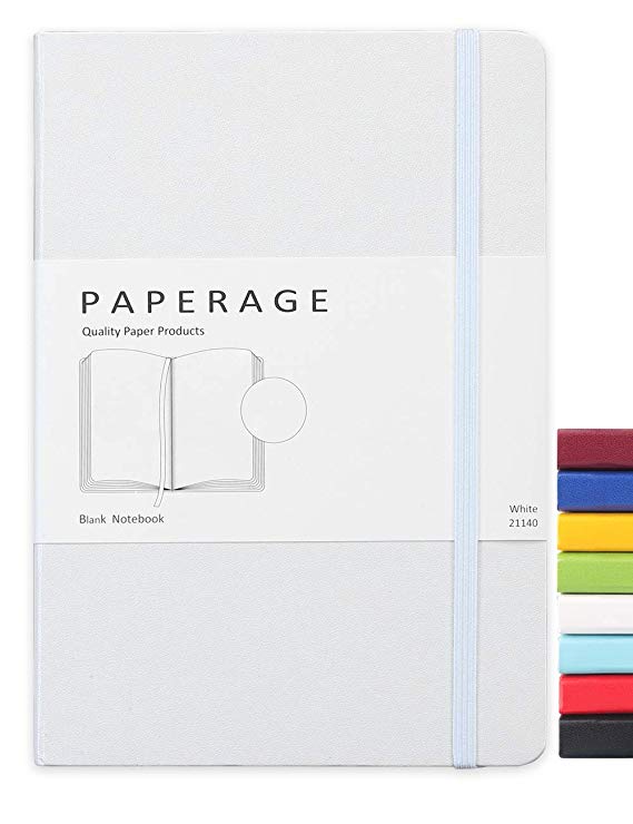 Paperage Journal Blank Page Notebook, Hard Cover, Medium 5.7 x 8 inches, 100 gsm Thick Paper (White, Plain)