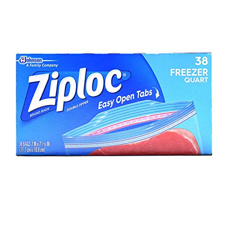 Ziploc Freezer Bags Value Pack, Quart Size, 38 ct