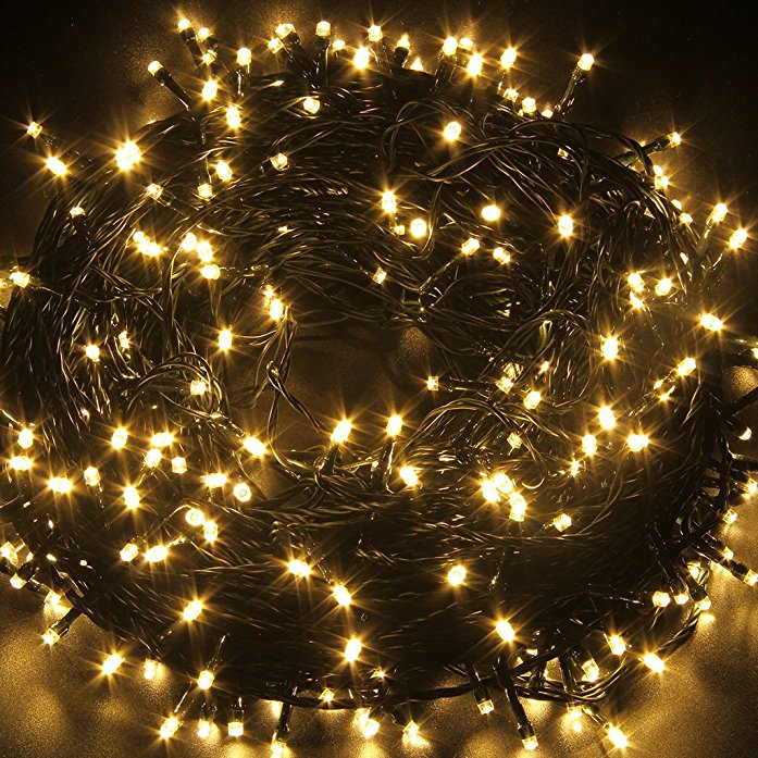 Excelvan Safe low-voltage Output(24V) 328ft 500 Led 100m Led Warm White Green String Indoor Outdoor Waterproof Fairy Lights 8 Modes Lighting for Christmas Xmas Decorations Tree Wedding Garden Patio (328 FT, Warm White)