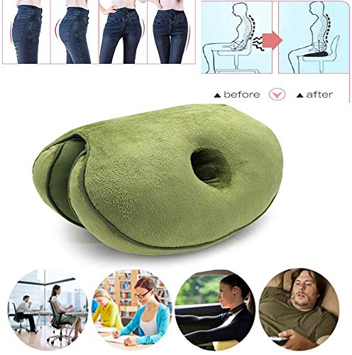 Dual Comfort Cushion Lift Hips Up Seat Cushion, Beautiful Butt Latex Seat Cushion Orthopedic Memory Foam Posture Correction Cushion for Sciatica Tailbone Hip Pain Relief Fits in Car, Home Office