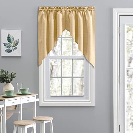 Ellis Curtain Lisa Solid 56" x 36" Tailored Swag, Butter