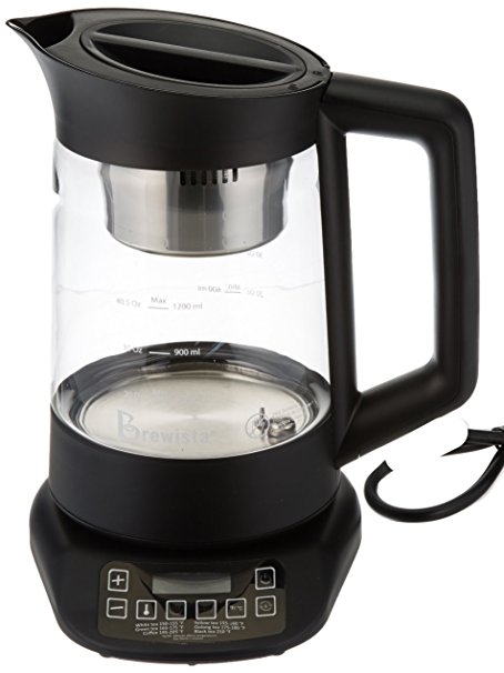 BrewGlobal Brewista Smart Brew Automatic Tea Kettle, Glass - Black (BATK12S01-NA)