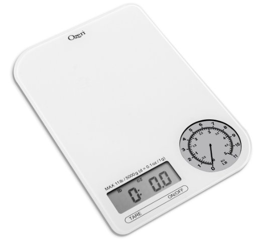 Ozeri ZK18-WG Rev Digital Kitchen Scale with Electro-Mechanical Weight Dial, White