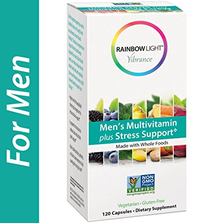 Rainbow Light Vibrance, Men's Multivitamin plus Stress Support, Made with Whole Foods, Eases Stress, Supports Healthy Stress Response, Fortifies the Immune System, 120-Count